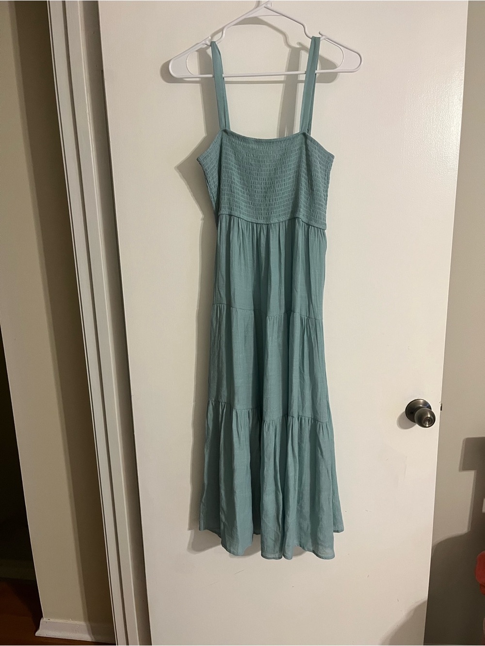 Sweet Wanderer Teal Sage Tiered Maxi Dress